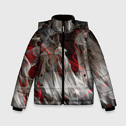 Куртка зимняя для мальчика Дым и красные узоры, цвет: 3D-черный
