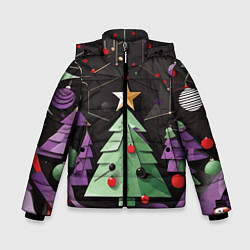 Куртка зимняя для мальчика Оригамная елка, цвет: 3D-черный