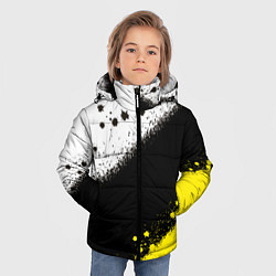 Куртка зимняя для мальчика Брызги желто-черных красок, цвет: 3D-светло-серый — фото 2