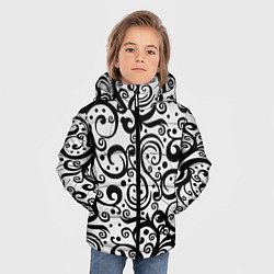 Куртка зимняя для мальчика Чёрный кружевной узор, цвет: 3D-светло-серый — фото 2