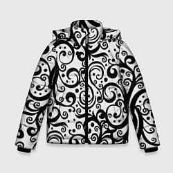 Куртка зимняя для мальчика Чёрный кружевной узор, цвет: 3D-черный