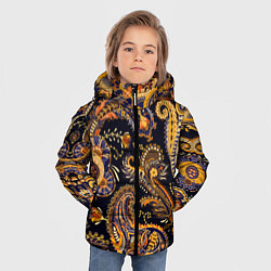 Куртка зимняя для мальчика Индийские узоры пейсли, цвет: 3D-светло-серый — фото 2