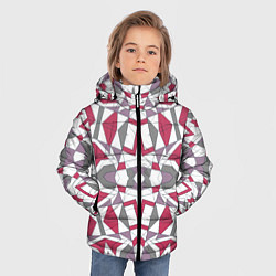 Куртка зимняя для мальчика Геометрический узор красно серый, цвет: 3D-светло-серый — фото 2