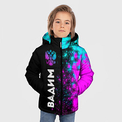Куртка зимняя для мальчика Вадим и неоновый герб России по-вертикали, цвет: 3D-черный — фото 2