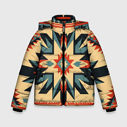 Куртка зимняя для мальчика Орнамент в стиле американских индейцев, цвет: 3D-красный