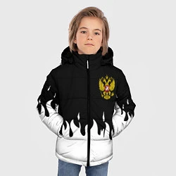 Куртка зимняя для мальчика Герб РФ огонь патриотический стиль, цвет: 3D-черный — фото 2