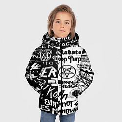 Куртка зимняя для мальчика Логотипы лучших групп черно белый, цвет: 3D-черный — фото 2