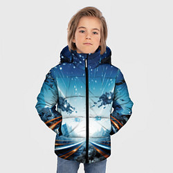 Куртка зимняя для мальчика Космическая абстракция, цвет: 3D-светло-серый — фото 2