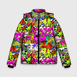 Куртка зимняя для мальчика Цветное граффити, цвет: 3D-красный