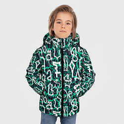 Куртка зимняя для мальчика Символы каракули, цвет: 3D-черный — фото 2