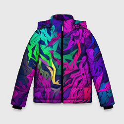 Куртка зимняя для мальчика Кривые яркие геометрические фигуры, цвет: 3D-черный
