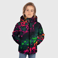 Куртка зимняя для мальчика Яркая абстракция в стиле камуфляжа, цвет: 3D-красный — фото 2