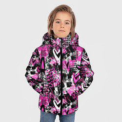 Куртка зимняя для мальчика Каракулевые сердечки паттерн, цвет: 3D-черный — фото 2