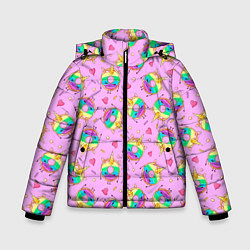 Куртка зимняя для мальчика Пончики единороги, цвет: 3D-светло-серый