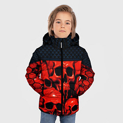 Куртка зимняя для мальчика Расплавленные красные черепа стёжка, цвет: 3D-светло-серый — фото 2