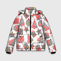 Куртка зимняя для мальчика Праздничные узоры подарки, цвет: 3D-светло-серый