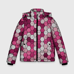 Куртка зимняя для мальчика Камуфляж гексагон розовый, цвет: 3D-светло-серый