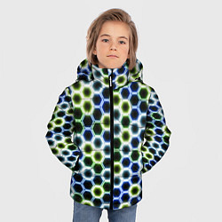 Куртка зимняя для мальчика Светящиеся соты, цвет: 3D-черный — фото 2