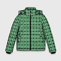 Куртка зимняя для мальчика Чёрные узоры на зелёном, цвет: 3D-светло-серый