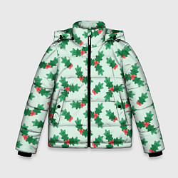 Куртка зимняя для мальчика Рождественская омела, цвет: 3D-черный