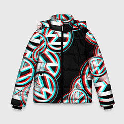 Куртка зимняя для мальчика Volkswagen glitch pattern, цвет: 3D-черный