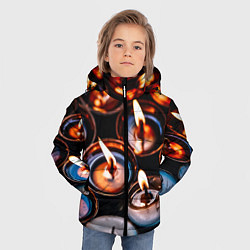Куртка зимняя для мальчика Новогодние горящие свечи, цвет: 3D-красный — фото 2