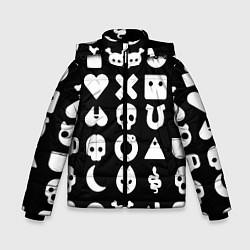 Куртка зимняя для мальчика Любовь смерть и роботы паттерн, цвет: 3D-черный