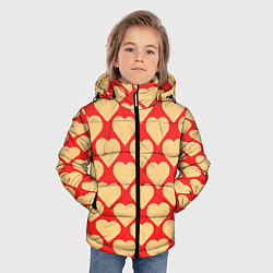Куртка зимняя для мальчика Охристые сердца, цвет: 3D-черный — фото 2
