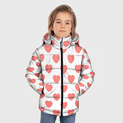 Куртка зимняя для мальчика Розовые сердца фон, цвет: 3D-черный — фото 2