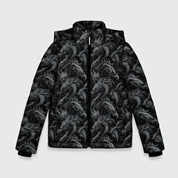 Куртка зимняя для мальчика Черные драконы паттерн, цвет: 3D-светло-серый