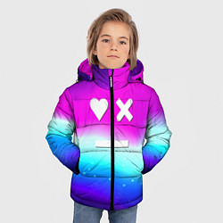 Куртка зимняя для мальчика Love death robots neon gradient serial, цвет: 3D-красный — фото 2