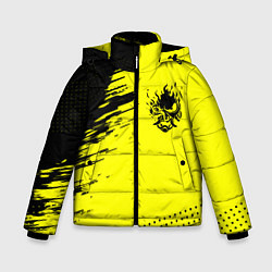 Куртка зимняя для мальчика Cyberpunk 2077 краски на чёрном, цвет: 3D-черный