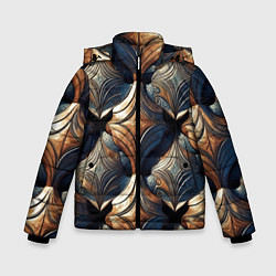 Куртка зимняя для мальчика Деревянные узоры щита, цвет: 3D-светло-серый