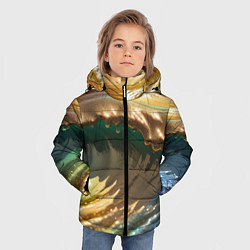 Куртка зимняя для мальчика Перламутровые блестящие волны радужных цветов, цвет: 3D-светло-серый — фото 2