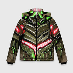 Куртка зимняя для мальчика Броня зелёная и красная, цвет: 3D-красный
