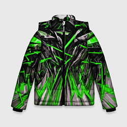 Куртка зимняя для мальчика Череп и зелёные полосы, цвет: 3D-черный