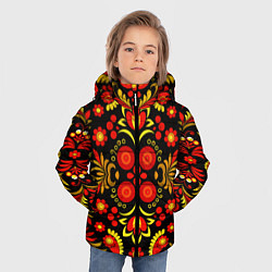 Куртка зимняя для мальчика Хохломской народный орнамент - Россия, цвет: 3D-красный — фото 2