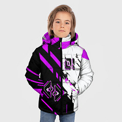 Куртка зимняя для мальчика Розовые и чёрные техно линии, цвет: 3D-светло-серый — фото 2