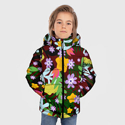 Куртка зимняя для мальчика Гавайская цветочная расцветка, цвет: 3D-светло-серый — фото 2