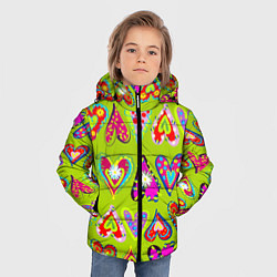 Куртка зимняя для мальчика Разноцветные сердца в мексиканском стиле, цвет: 3D-черный — фото 2