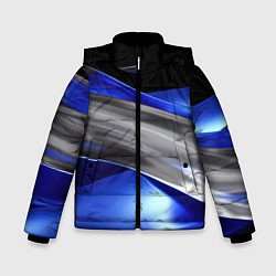Куртка зимняя для мальчика Серебряная вставка на синей абстракции, цвет: 3D-светло-серый