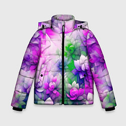 Куртка зимняя для мальчика Паттерн цветов, цвет: 3D-светло-серый