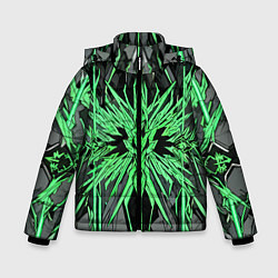 Куртка зимняя для мальчика Камень и зелёные кристаллы, цвет: 3D-черный