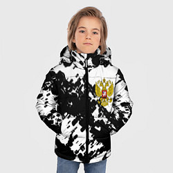 Куртка зимняя для мальчика Герб РФ краски чёрнобелый, цвет: 3D-красный — фото 2