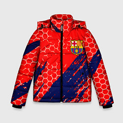 Куртка зимняя для мальчика Барселона спорт краски текстура, цвет: 3D-красный