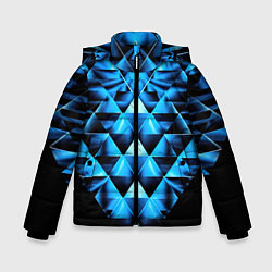 Куртка зимняя для мальчика Синие абстрактные ромбики, цвет: 3D-светло-серый
