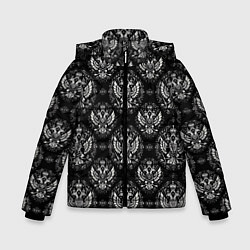 Куртка зимняя для мальчика Греб России в черно-белом стиле, цвет: 3D-светло-серый
