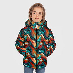 Куртка зимняя для мальчика Абстрактная картинка с цветными волнами, цвет: 3D-красный — фото 2
