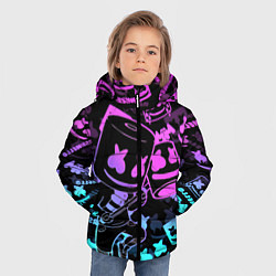 Куртка зимняя для мальчика Marshmello neon pattern, цвет: 3D-черный — фото 2