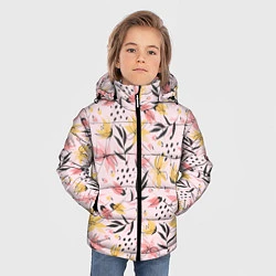 Куртка зимняя для мальчика Абстрактный паттерн с цветами, цвет: 3D-черный — фото 2